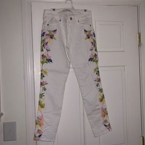 7 for all Mankind White Floral Jeans